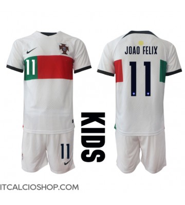 Portogallo Joao Felix #11 Seconda Maglia Bambino Mondiali 2022 Manica Corta (+ Pantaloni corti)